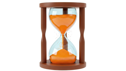 Hourglass with orange sand falling