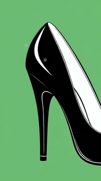 Black High Heel Shoe on Green Background Graphic