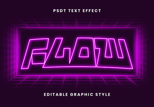 Pink Grid Neon Outline Text Effect