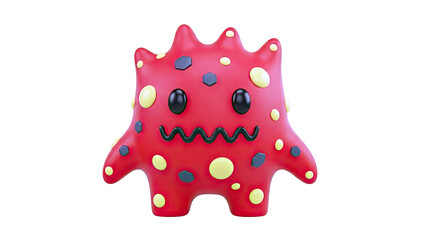 3D Render of a Cute Red Monster Character