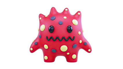 3D Render of a Cute Red Monster Character