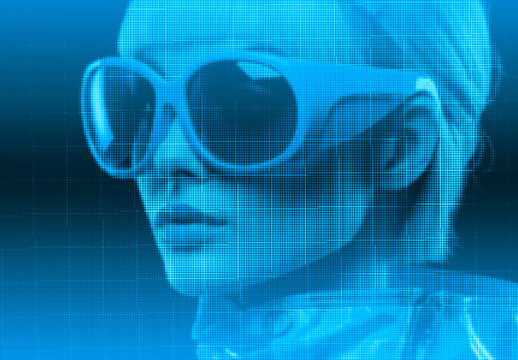 Blue And Black Futurist Hologram Photo Effect