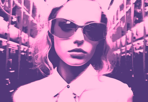 Pink And Purple Futurist Hologram Photo Effect