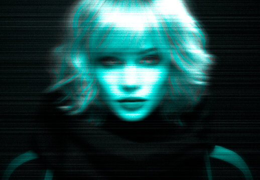 Cyan And Black Futurist Hologram Photo Effect