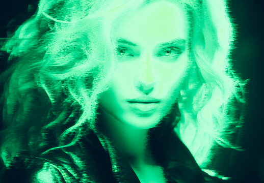 Green And Black Futurist Hologram Photo Effect