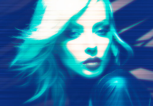 Blue And Cyan Futurist Hologram Photo Effect