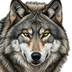Fototapeta premium Close-up wolf face isolated on transparent background