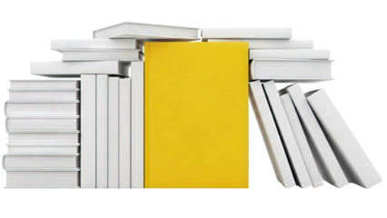 Yellow Book Amidst Stacks of White Books