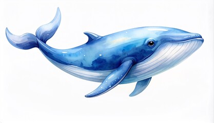 Obraz premium Beautiful blue whale swimming in the ocean, a majestic marine mammal illustration