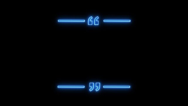 A vibrant, modern neon quote template featuring glowing orange horizontal lines and quotation marks on a dark black background. The luminous, 