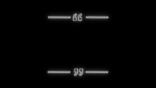 A vibrant, modern neon quote template featuring glowing orange horizontal lines and quotation marks on a dark black background.displays, 
