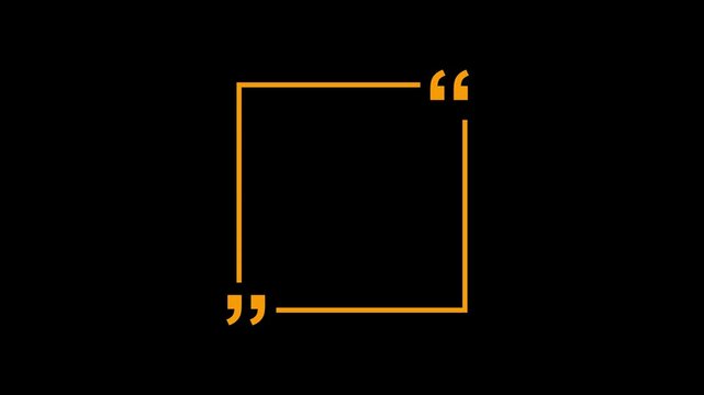 Minimalist square quote frame with bold white quotation marks on a solid black background. Clean, high-contrast graphic template for social media, testimonials,