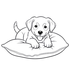 Fototapeta premium Cute puppy on pillow isolated on transparent background