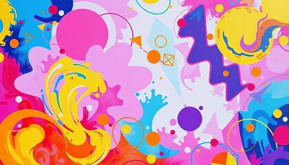 Obraz premium Whimsical pastel swirls and geometric shapes on a vibrant canvas, whimsical art, surreal