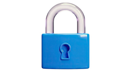 Naklejka premium Blue Padlock with Translucent Shackle