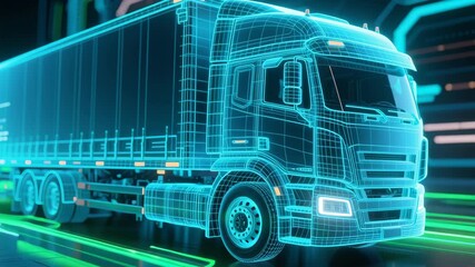 Digital truck technology enhances logistics and transportation with advanced delivery and automobile systems for efficient loading and distribution e commerce center supporting goods - Powered by Adobe