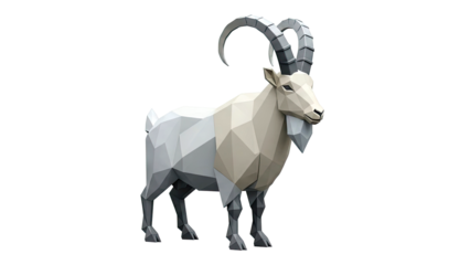 Low Poly Ibex with Curved Horns