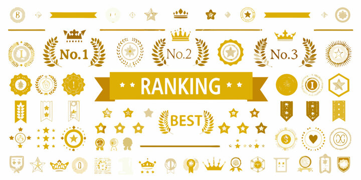 Golden ranking badges crowns and stars a collection of achievement icons