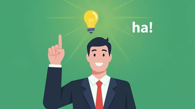 Business Man Aha Moment Lightbulb Idea