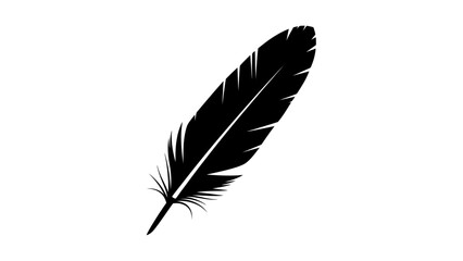 Fototapeta premium Black feather silhouette against a white background.