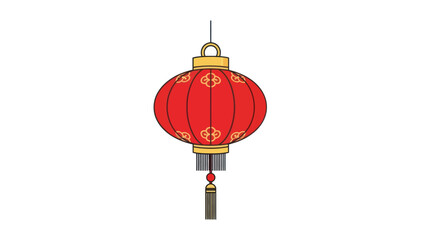 Fototapeta premium Chinese Red Lantern with Tassel Hanging - Isolated