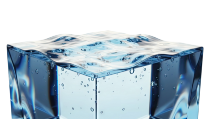 Cube filled with water and bubbles