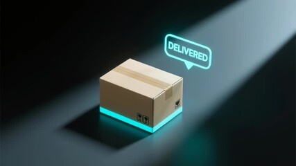 Cardboard box illuminated by futuristic technology symbolizes delivery logistics e commerce distribution highlighting goods transportation loading efficiency logistics center with automobile - Powered by Adobe