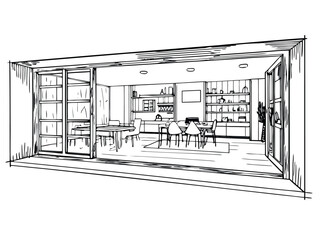 Minimal Workspace Outline Drawing line art