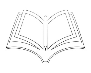 Minimal Open Book Outline Drawing