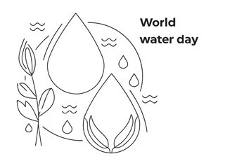 World Water Day Line Art Illustration vector