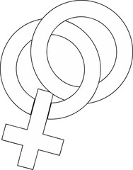  line art vector intertwined gender symbols on white background