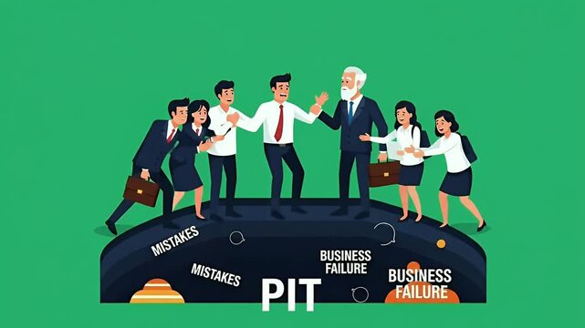 Business Pitfall Help Overcoming Mistakes Teamwork Advice Motion Graphic