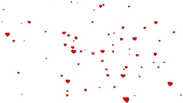 floating hearts animation for romantic projects, 4k loopable alpha channel. valentines day background with rising red hearts.