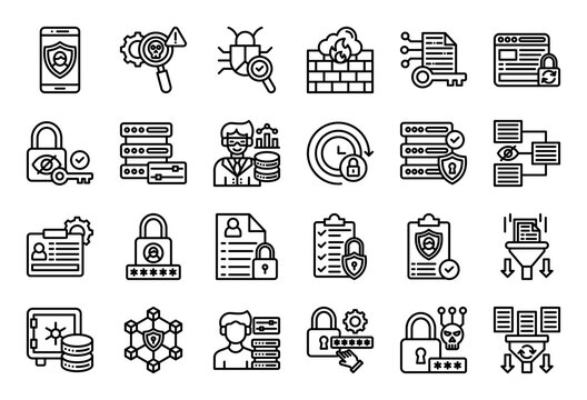 Data Privacy Icon Collection Set. Clean Outline Icon Vector Illustration.