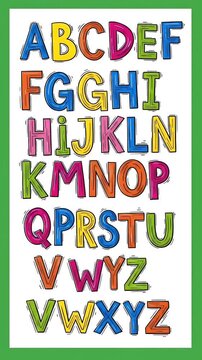 Colorful Alphabet Letters ABCD EFGHI JKLMN OPQRST UVWXYZ Fun Cartoon Style