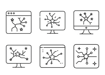 A set of six abstract network icons with a star motif vector