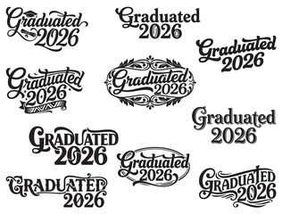 Obraz premium GRADUATED 2026 TYPOGRAPHY SILHOUETTE