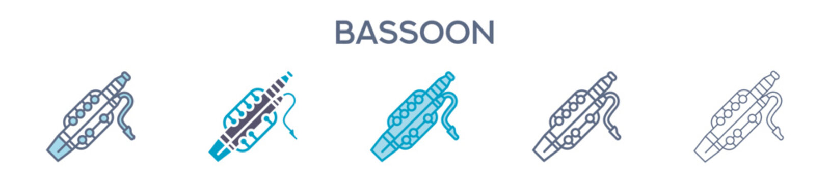 Basson Element For Design Graphic - Multi Styles. Vector Illustration Of Two Colored And Black. Multiple Icons Designs Can Be Used For Mobile, Ui, Web 