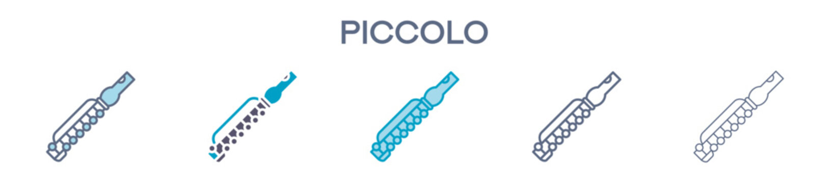 Piccolo Element For Design Graphic - Multi Styles. Vector Illustration Of Two Colored And Black. Multiple Icons Designs Can Be Used For Mobile, Ui, Web 