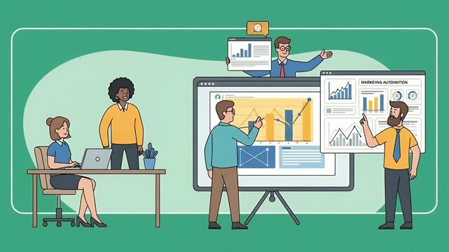 Business Team Discussing Marketing Strategy With Charts Footage