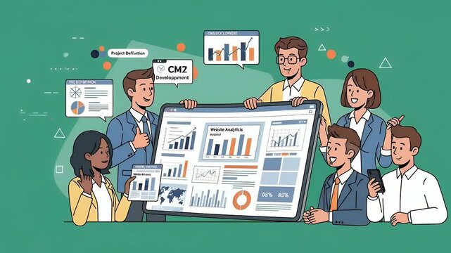 Business Team Meeting Data Analytics Strategy Presentation Loop