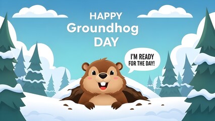 Groundhog day celebration with punxsutawney phil predicting spring arrival