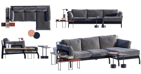 3D render of a sofa on a transparent background