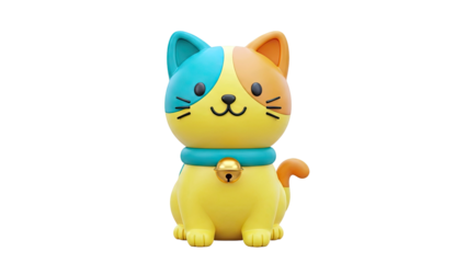 Cute 3D Cat Character with Bell