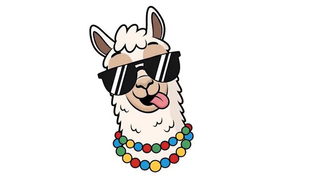 Cool Llama Wearing Sunglasses and Colorful Beads