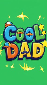 Cool Dad Pixel Art Retro Typography Animation with Stars