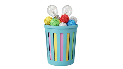 Ideas in a Trash Can: Lightbulbs and Crumpled Paper