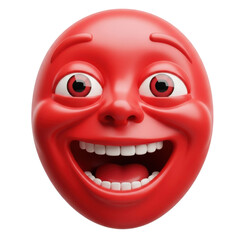 Naklejka premium 3d red face smiling emoji isolated on transparent background