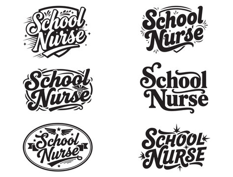 SCHOOL NURSE TYPOGRAPHY SILHOUETTE