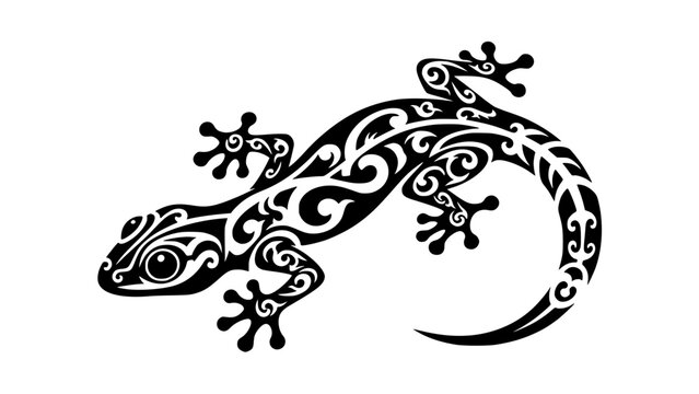 vintage gecko Polynesian tribal tattoo design